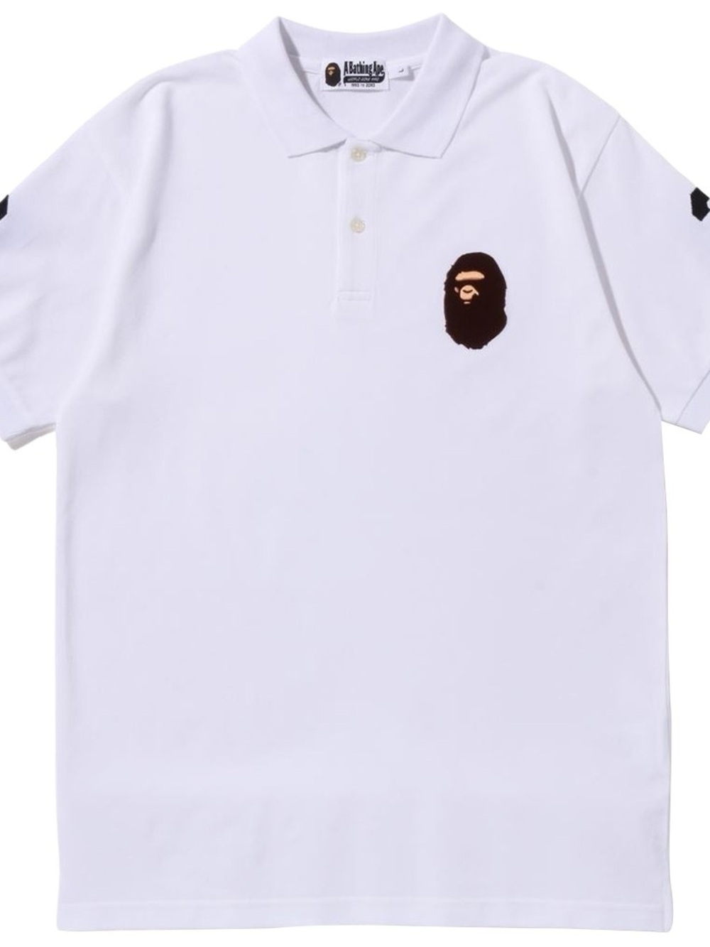 A Bathing Ape White Polo with Ape Head Logo